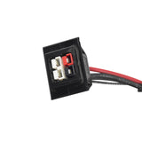 Right Side Motor Assembly for Jazzy 1121 and Quantum Q1121, featuring black housing with visible red and white wires, detailed electrical connectors, and complete with solenoid and mounting hardware.