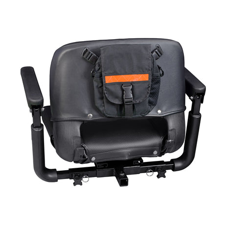 19x16 Molded Plastic Seat Assembly for the Pride Celebrity X (SC400/SC4001/SC440/SC4401) featuring a black vinyl seat with a convenient pouch and reflective stripe on the back.