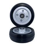 Rear Caster Wheel Assembly for Jazzy Select, Jazzy Select Elite, and Pride TSS 300 (Blemished), featuring a black rubber tire with a silver rim and a small chip in the hub's finish.