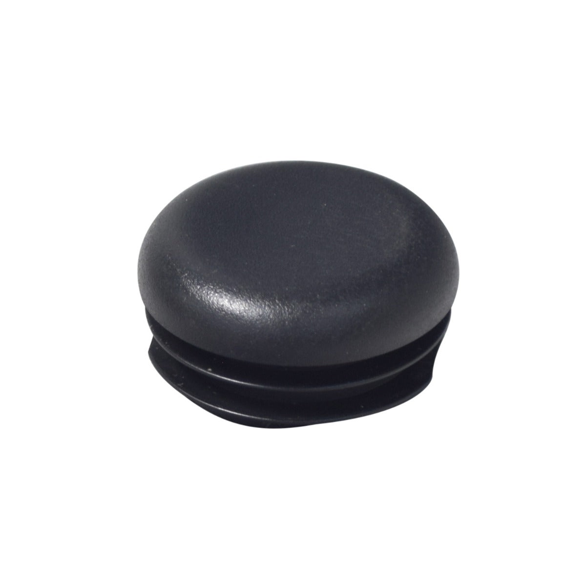 End Cap for the Quantum Q610 model, featuring a round design with a black rubber cap, essential for maintaining scooter or power chair functionality.