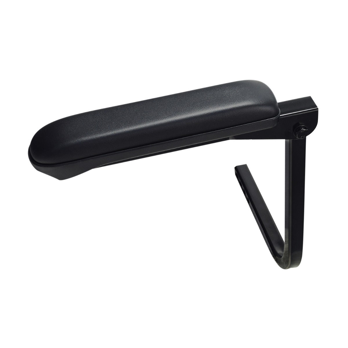 Left Armrest Assembly for Go-Go Scooters features a black rectangular armrest with a 10 pad, frame, and weldment bracket, suitable for Go-Go and Jazzy Zero Turn mobility scooters.