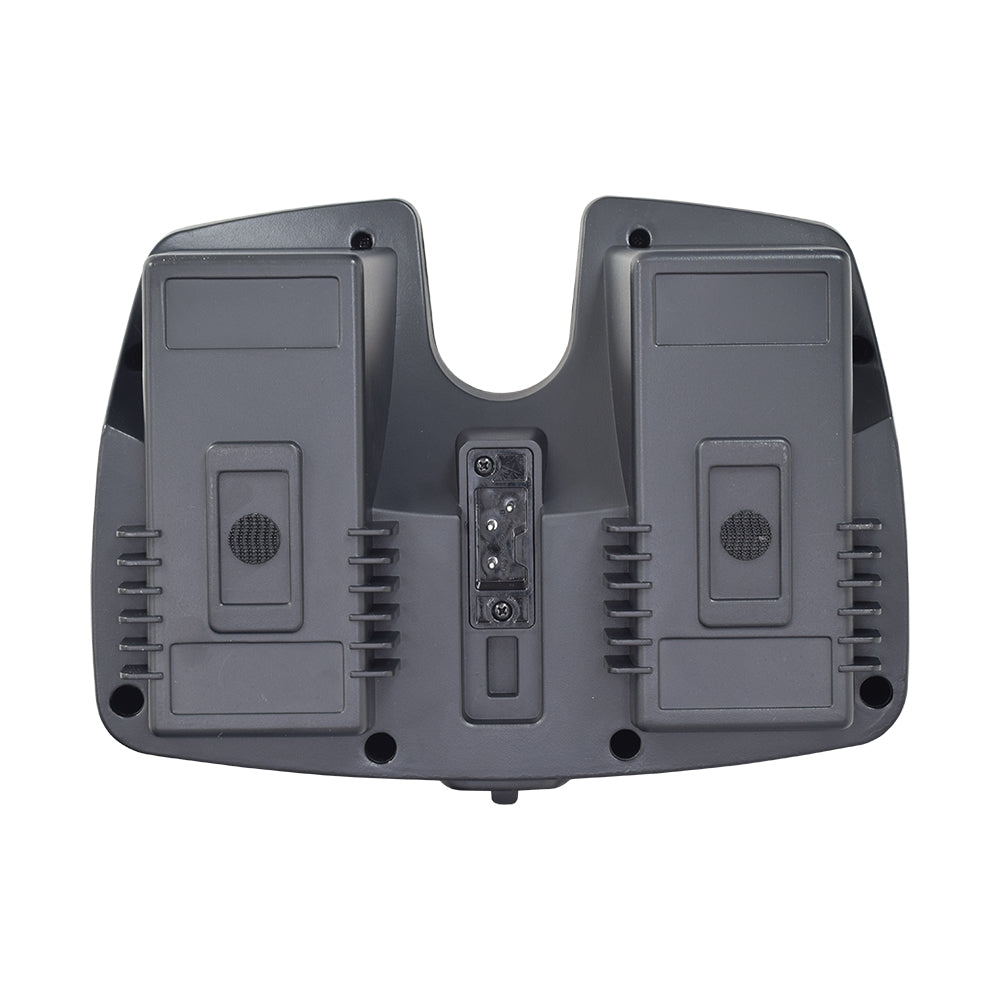 Battery Box Assembly for the Go-Go Elite Traveller Plus (SC53/SC54) featuring a black rectangular box with two speaker-like holes, designed for 3-wheel and 4-wheel scooters from Pride Mobility.