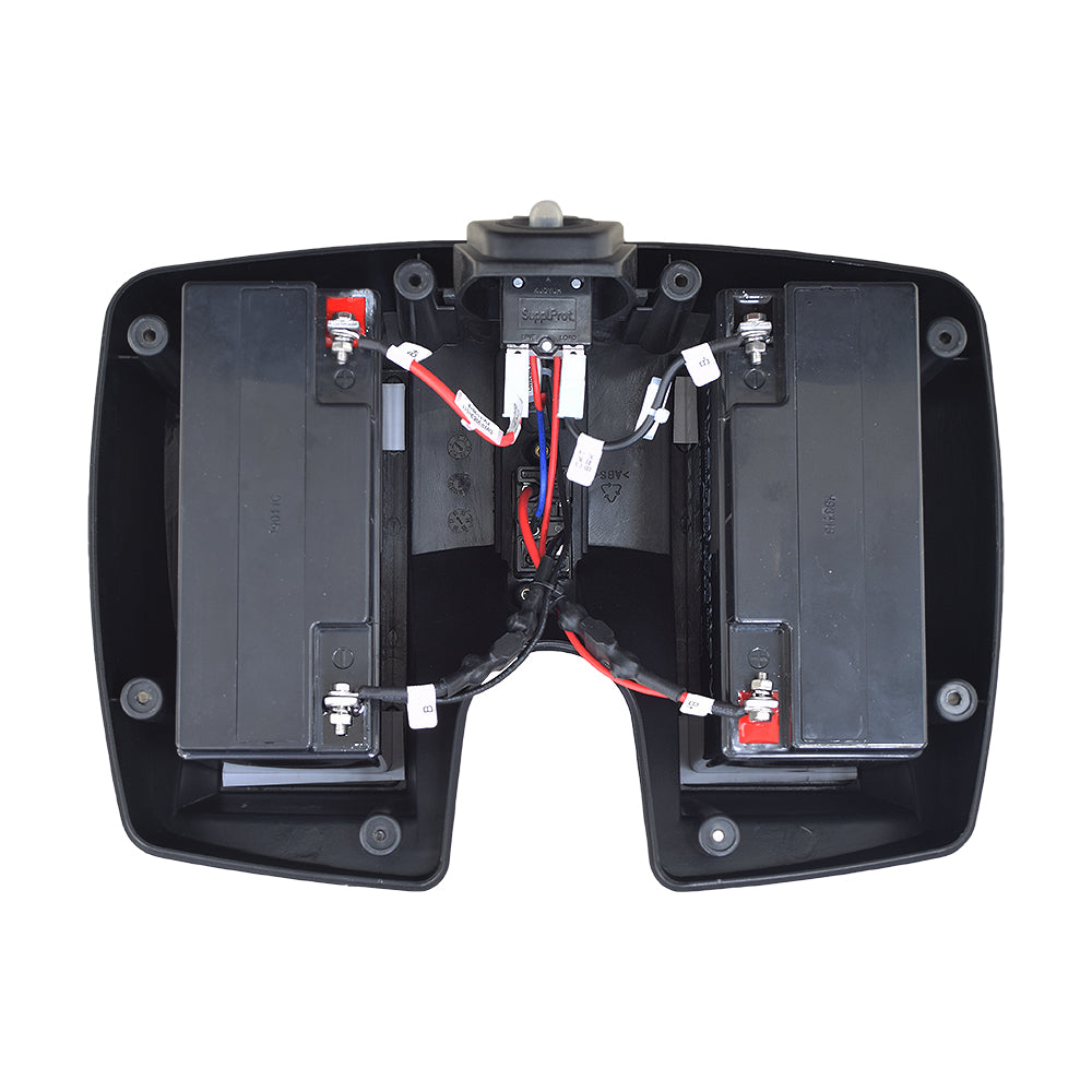 Battery Box Assembly for the Go-Go Elite Traveller Plus (SC53/SC54) with visible wires and cables, designed for use as an OEM replacement or pre-charged backup power source for scooters.