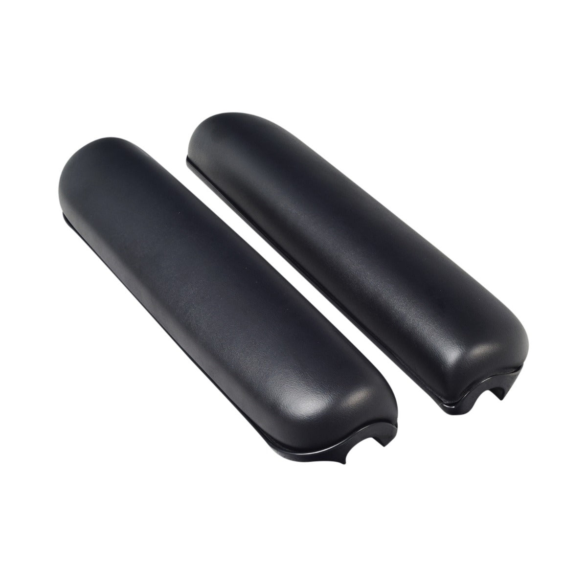 Full-Length Waterfall Armrest Pads for Quantum Power Chairs (Pair) shown. The set includes two black, rectangular pads designed for dual height adjustable armrests on Quantum power chairs by Pride Mobility.