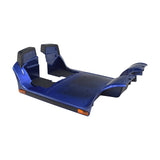 Viper Blue Front Shroud Assembly with Floor Mat for the 4-Wheel Pride Victory 10 (SC710), featuring a blue metal frame, black handles, and a black rubber floor mat.