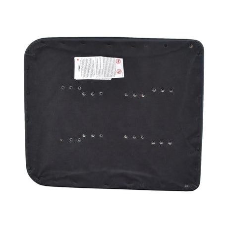 18 x 20 Black Vinyl Seat Base for Solid Pan Seats on Jazzy Power Chairs, featuring a black cushion with ventilation holes and a visible white label, designed for various Jazzy models.