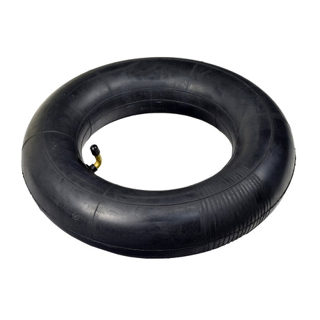 4.80/4.00-8 Scooter and Power Chair Inner Tube with Angled Valve Stem, featuring a black rubber tube with a hose and valve, designed for Jazzy 1170 XL and similar models.