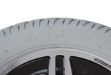 Close-up of the 14x3 (3.00-8) Flat-Free Drive Wheel Assembly for the Jazzy Select 14 and Select 14 XL, showcasing the durable Durotrap tread and detailed tire structure ready for mounting.