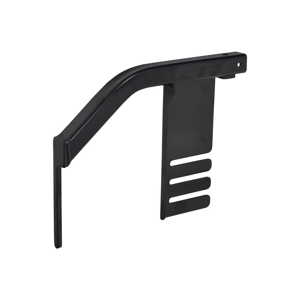 Receiver for Elevated Leg Rest for Jet 3 Ultra, a black metal object with a curved edge and long handle, designed to fit perfectly onto your scooter or power chair.