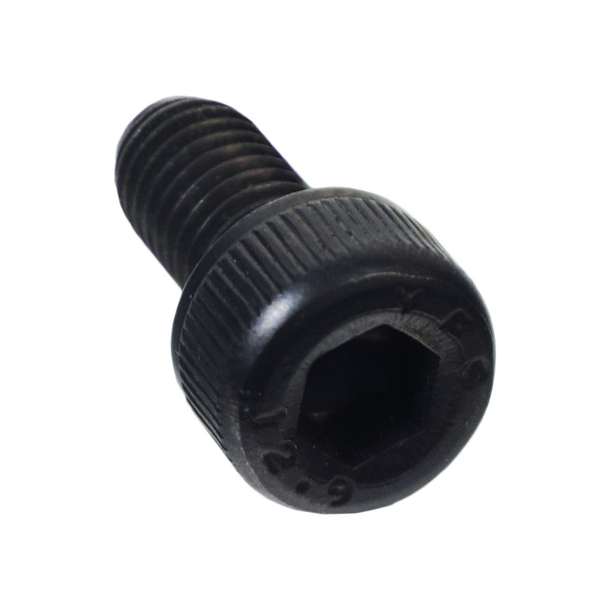 M5-.8x10mm Black Zinc Screw for the Pride Celebrity X, XL Heavy Duty, and Sport Rider; shown is a black screw with a hexagon head, ideal for scooters and power chairs.