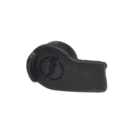 Charger Port Cover for the Celebrity X (SC4001/SC4401) featuring a black earbud-like design with a prominent lightning bolt symbol, designed to protect the battery charging port from dirt and weather.