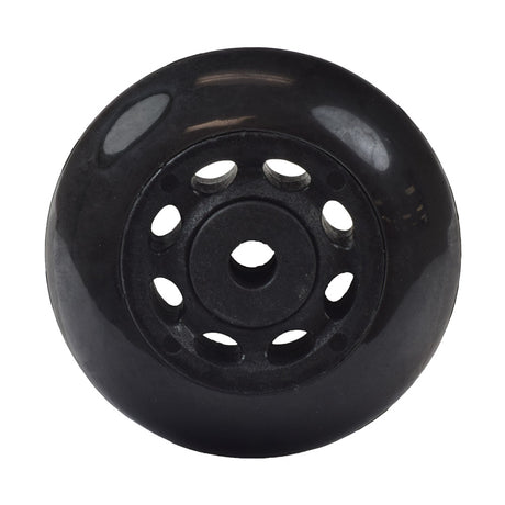 3 Anti-Tip Wheel Assembly for Go-Go Go-Chair & Jazzy Z-Chair, featuring a black wheel with holes, complete with axle bolt, washers, and nut, designed to enhance power chair stability.