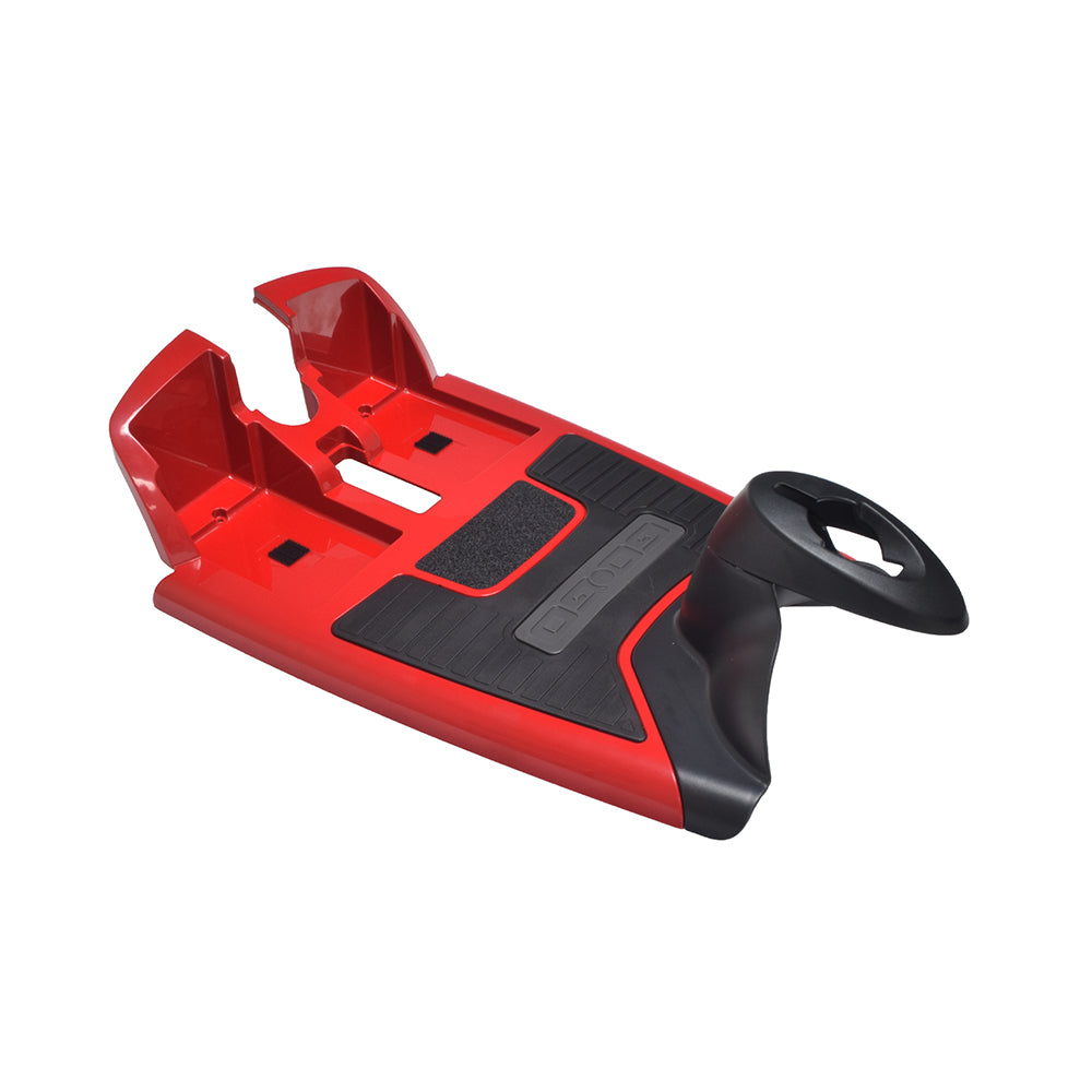 Red Front Shroud Assembly for the 3-wheel Go-Go Ultra X (SC40X) featuring a sleek design with a sturdy black handle, ideal for restoring your scooter's front appearance.