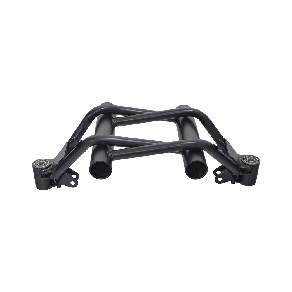 Front Frame Suspension for Pride Pursuit XL (SC714) featuring a black metal frame with four legs and a black metal pipe with four holes, essential for maintaining your scooter or power chair.