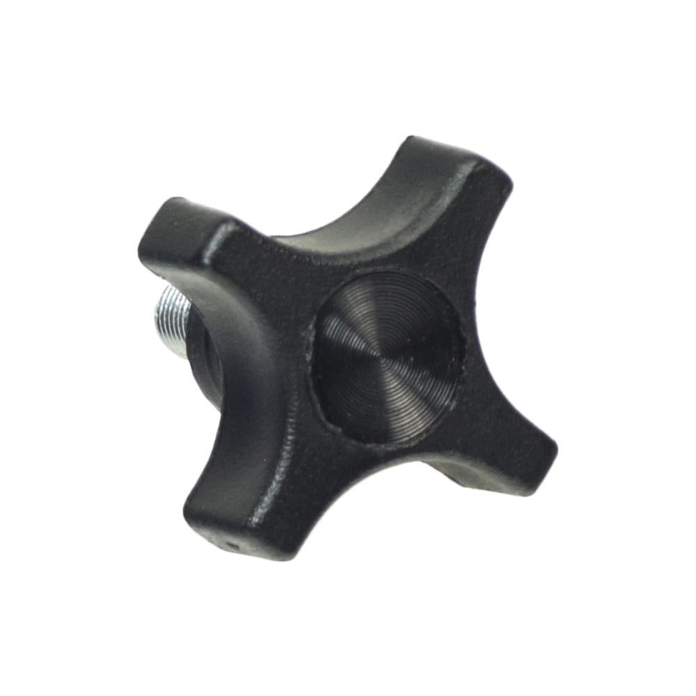 Armrest Lock Knob for Pride, Go-Go, Jazzy, Jet, and Quantum Scooters and Power Chairs, featuring a black knob with an attached screw, designed to adjust and secure armrests for user comfort.