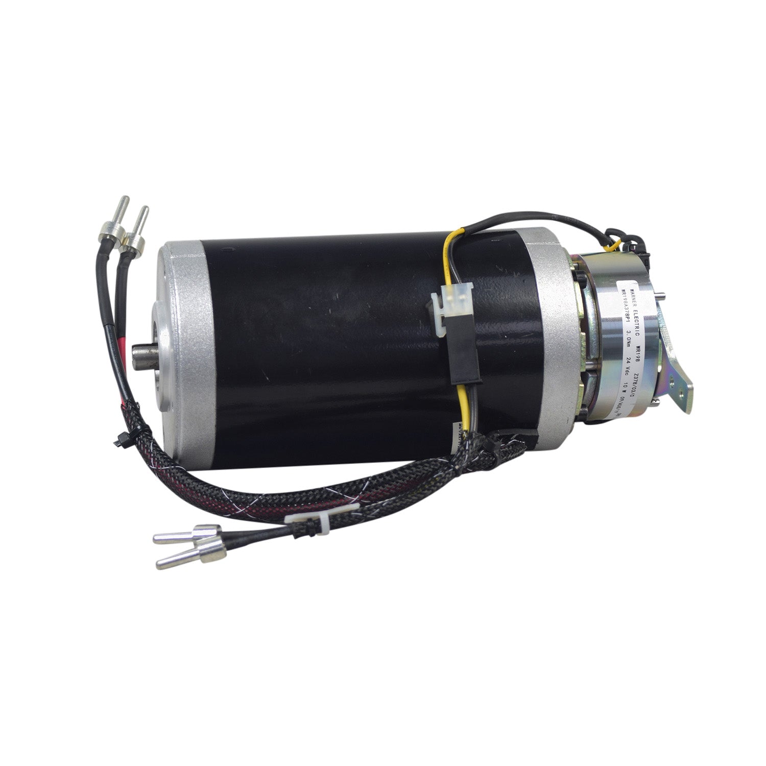 Motor and Brake Assembly for the Go-Go Elite Traveller Plus (SC53/SC54) and Go-Go Sport (S73/S74), featuring a black and silver electric motor with visible wires and a black cylinder component.