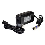 24 Volt 3.5 Amp XLR Battery Charger for Golden Companion I & II, Alante Jr., and Compass Sport; shows a close-up of the black power supply unit with an attached cable and plug.