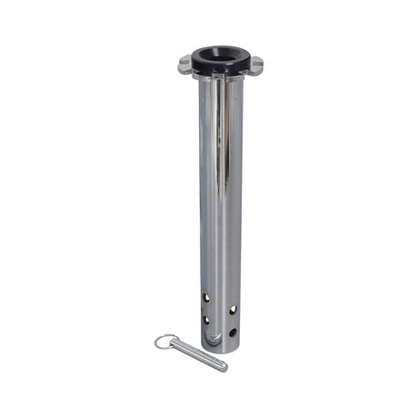 Upper Seat Post with Pin for Go-Go Travel Mobility Scooters, featuring a silver cylinder and key attachment, designed for various Go-Go Elite Traveller models.