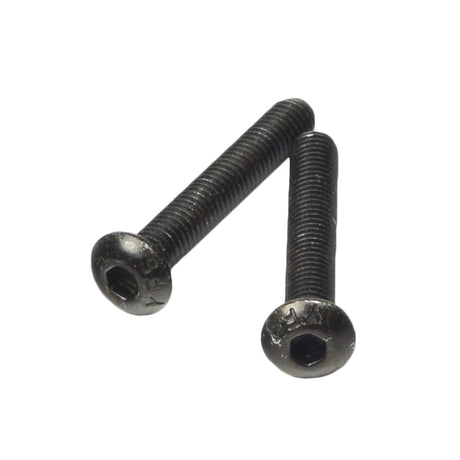 Close-up of a 10-32 x 1.25 Black Zinc Screw for Pride Mobility Waterfall Armrest Pads (Set of 2), showing detailed threading and metallic finish.