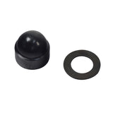 5 Solid Front Anti-Tip Assembly for the Pacesaver Scout Boss Power Chair, featuring a black round object with a round metal component on the side, essential for stability and safety.