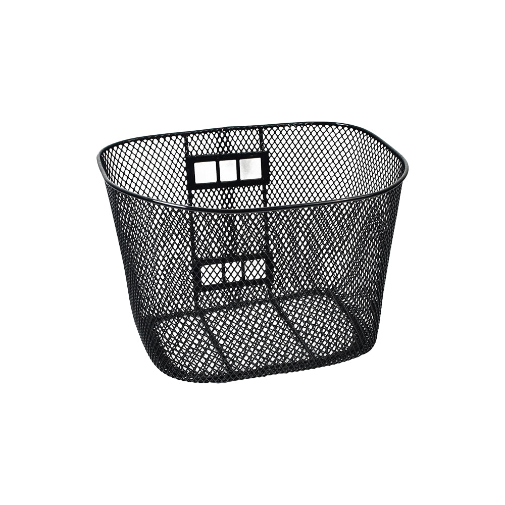 Black Wire Mesh Basket for PaceSaver Scooters, featuring a spacious design perfect for carrying essentials on the go. Includes mounting bracket, sold separately.