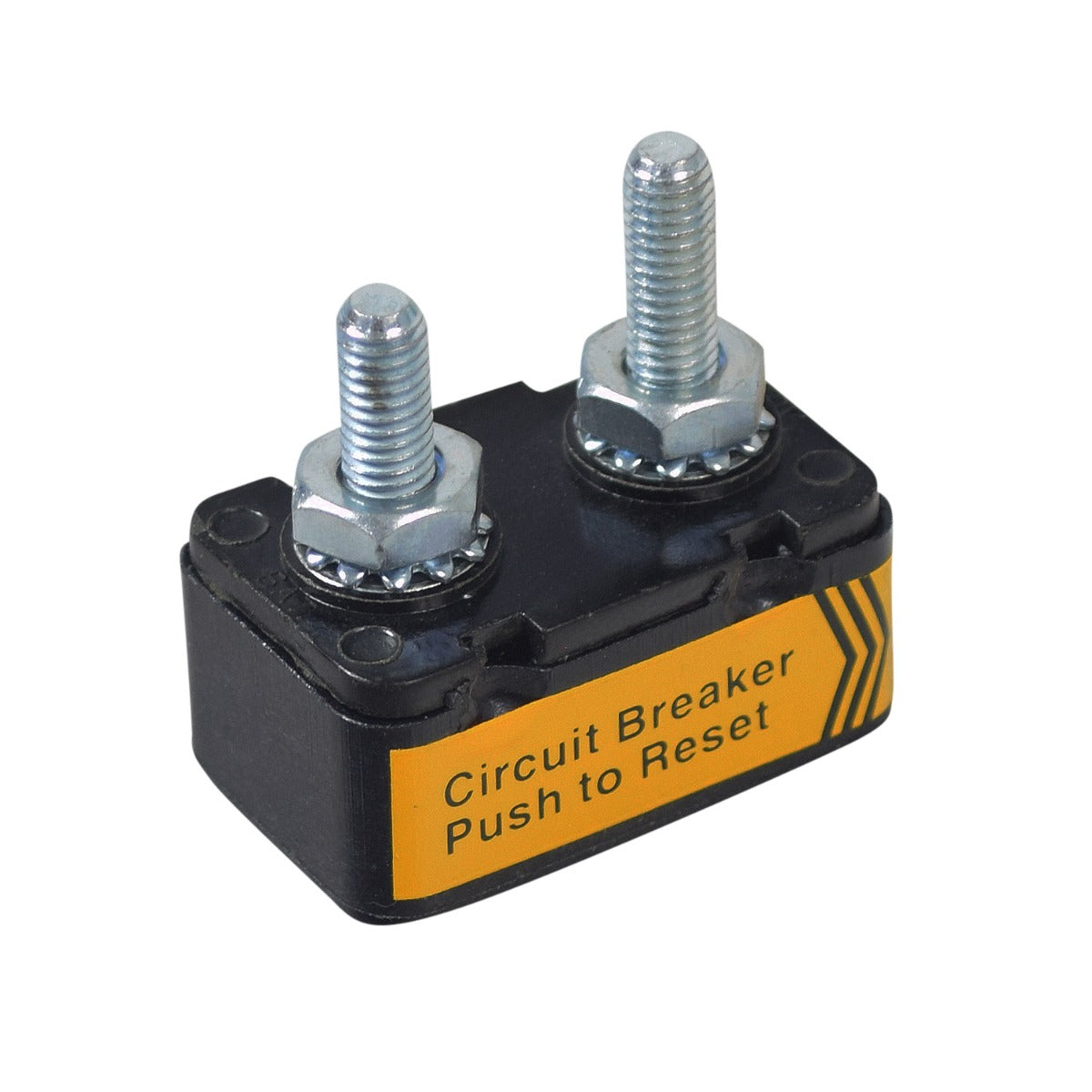 30 Amp Circuit Breaker for PaceSaver Titan III Plus, featuring two visible bolts and close-up views of screws, crucial for the scooter's electrical system and other potential applications.