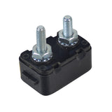 30 Amp Circuit Breaker for PaceSaver Titan III Plus shown with black and silver screws, bolts, and a black plastic container, essential for the scooter's electrical system.