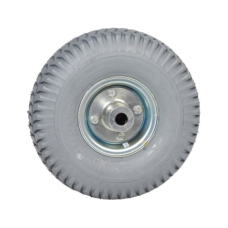 10 Flat-Free Rear Wheel Assembly for the Pacesaver Plus III Scooters, featuring a metal rim and Primo Durotrap tread design, ideal for both indoor and outdoor use.