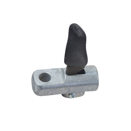 Close-up of the release lever for PaceSaver scooters, showing its precise metal construction and essential small components. This part is crucial for maintaining the functionality and reliability of PaceSaver scooters.