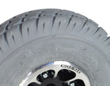 Close-up of the 3.00-4 (10x3) Flat-Free Rear Wheel Assembly for the Pride Celebrity 2000 (SC4400) and Legend (SC300), showcasing the gray Primo Durotrap tire on the Micromag rim.