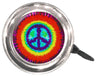 Swell Bell Chrome Bicycle & Scooter Bell featuring a rainbow-colored peace sign design, perfect for adding a touch of fun and humor to your ride.