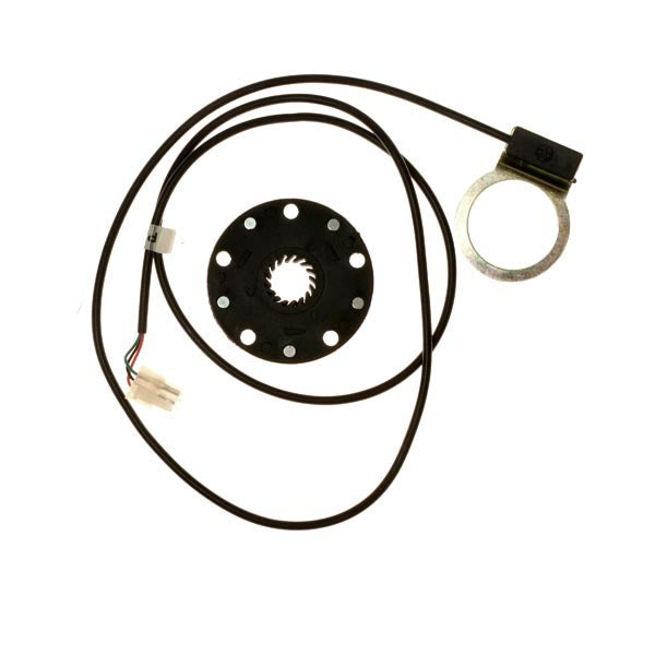 Pedelec for Electric Bike Hub Motors: A black wire with a circular sensor designed for pedal-assist systems, featuring a three-pin connector for easy installation with Golden Motor hub motors like Smart Pie or Magic Pie.