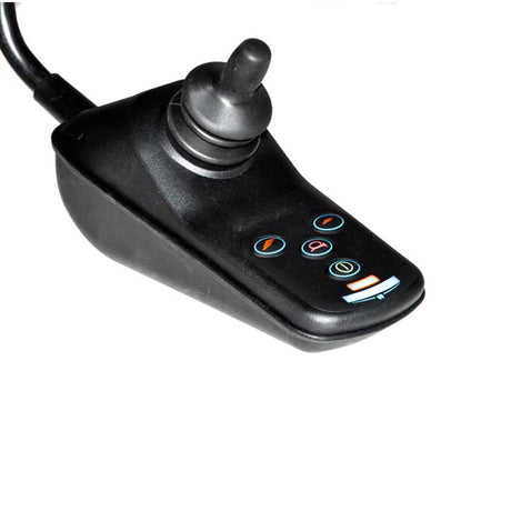 PG VSI Joystick Controller for the Merits Travel-Ease Regal (P120) power chair, featuring a black remote control with multiple buttons for direction, speed, and actuator adjustments.