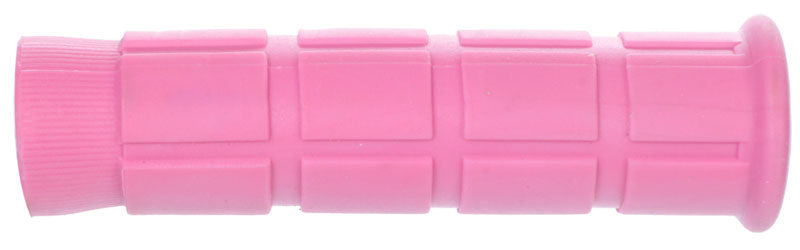 Close-up of Pink Classic Mountain Handlebar Grips for Bikes & Scooters, showing textured soft kraton rubber grips in a classic style, designed for comfort and durability. Set of two, each 120 mm long.