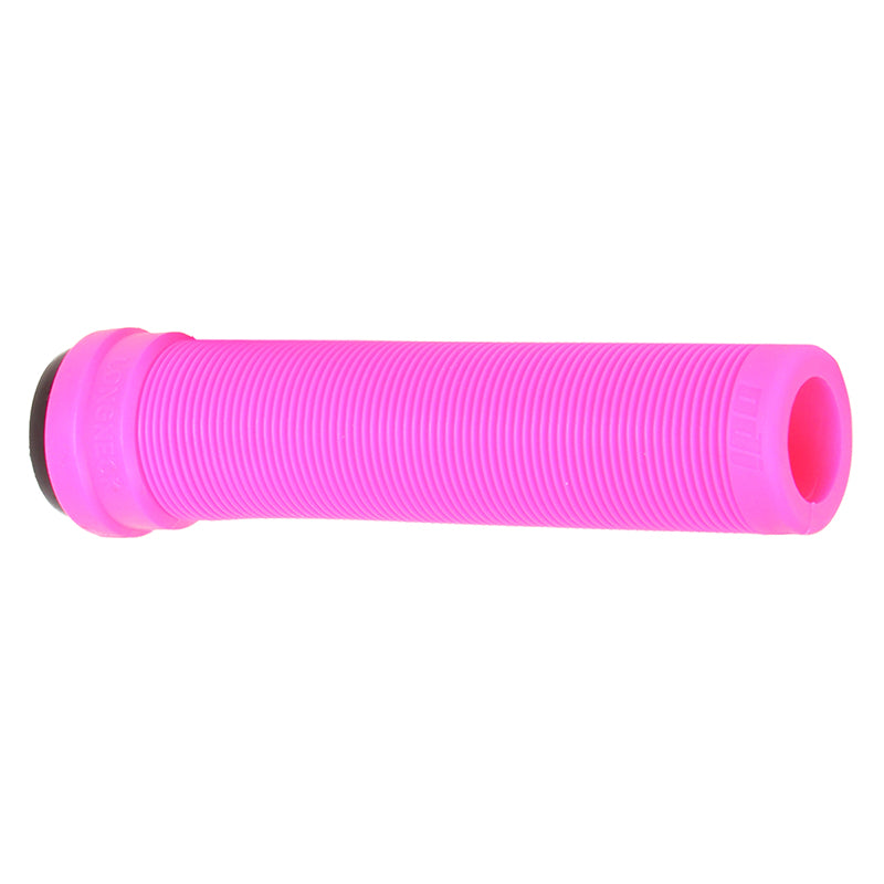 Pink Long Neck SL BMX Handlebar Grips for Bikes & Scooters, featuring a close-up of the pink handlebar with a black rubber grip, showcasing the classic mushroom style and flangeless design.