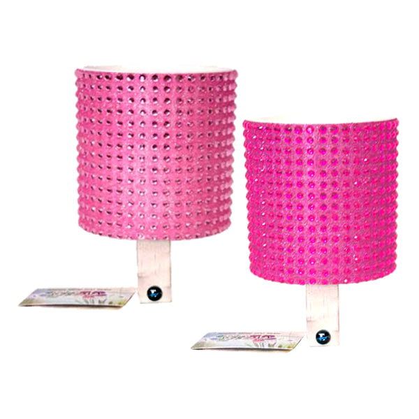 Pink Rhinestone Cruiser Candy Cup Holder for Bikes & Scooters, featuring cylindrical shape with rhinestones, mounts easily on handlebars for stylish and convenient beverage access.