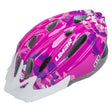 Pink Sunflowers Youth-Size Helmet for Bikes & Scooters featuring 15 air channeling vents, monoshell construction, antibacterial pads, removable visor, and a bi-directional dial sizing system.