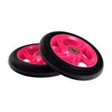 125 mm Razor A3 Kick Scooter Wheels with Bearings (Set of 2), showing a pair of pink and black wheels equipped with 608ZZ or 608-2RS ABEC-5 bearings, designed for Razor kick scooters.