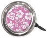 Close-up of a Swell Bell Chrome Bicycle & Scooter Bell featuring a pink and white floral design, showcasing its metal base and thumb lever for a loud, crisp ring.