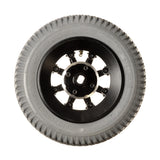 14x3 (3.00-8) Pneumatic Drive Wheel Assembly for Jazzy 1104, featuring a black split rim design with a central screw, ideal for easy tire replacement without replacing the entire assembly.