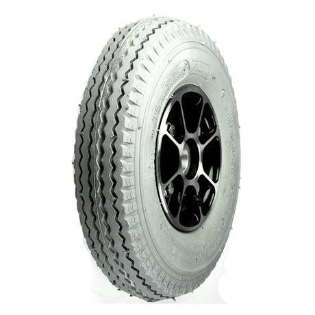 9x3 (2.80/2.50-4) Pneumatic Rear Wheel Assembly for the Pride Rally (SC150/SC151/SC155), featuring a white tire with a black rim, designed for smooth riding on electric mobility scooters.