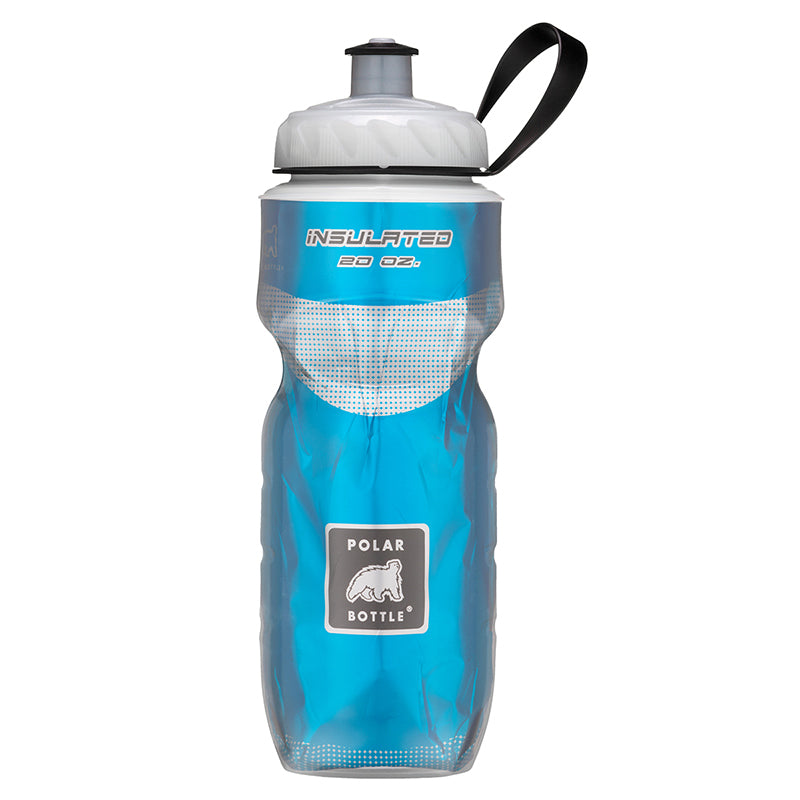 Polar Bottle Sport 20 oz. Insulated Water Bottle with a black strap and wide mouth screw top.