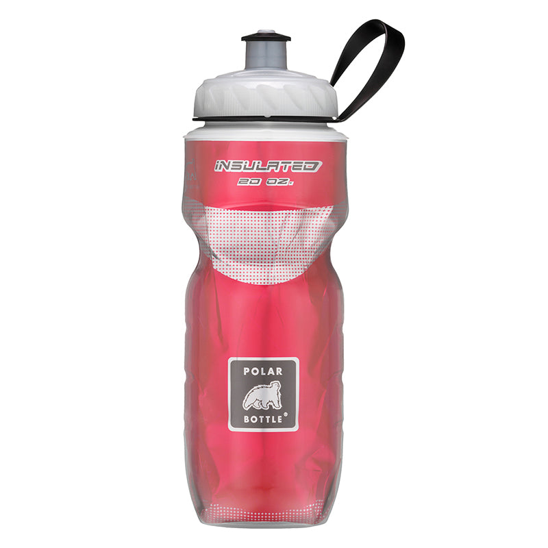 Polar Bottle Sport 20 oz. Insulated Water Bottle with a wide mouth screw top and removable carrying strap.