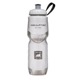 Polar Bottle Sport 24 oz. Insulated Water Bottle with a black strap, featuring a wide mouth screw top for ice cubes and a durable, dual-wall construction for maintaining drink temperatures.