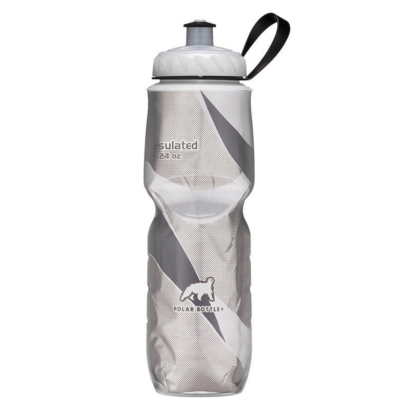 Polar Bottle Sport 24 oz. Insulated Water Bottle with black lid, featuring a wide mouth screw top and dual-wall construction for temperature control.