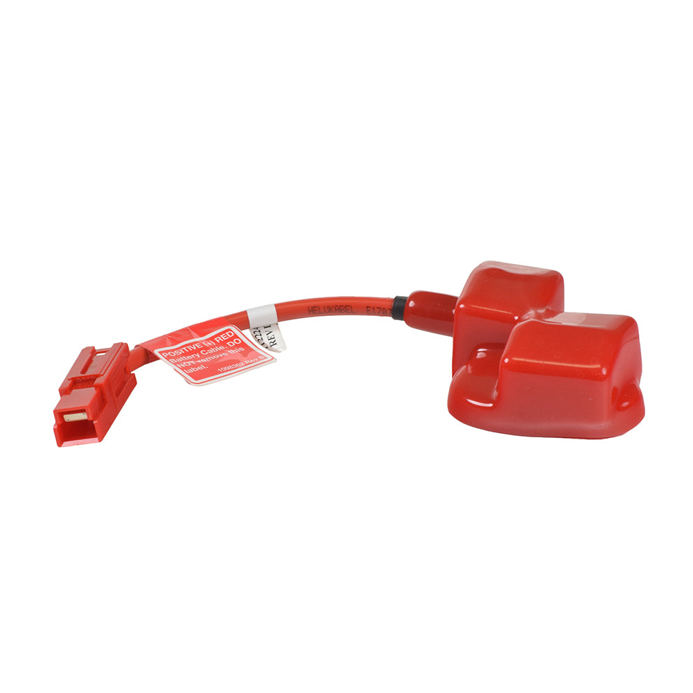 Positive Battery Harness for the Invacare Pronto M41, M50, M51, and M61, featuring a red cable with a visible white label, designed to ensure efficient battery connectivity in power chairs.