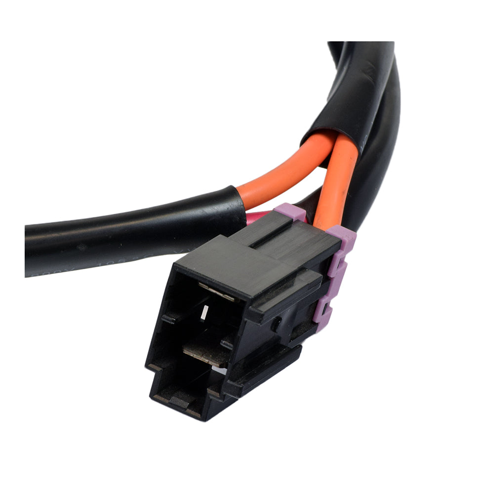 Close-up of the Power Cable for the Shoprider Streamer Sport power chair, showing the black and orange cable and its electrical connector, ideal for replacing damaged or defective cables.