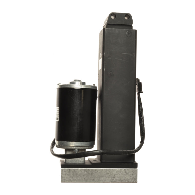 Power Seat Lift Actuator Assembly for the Jazzy 1103 Ultra and Quantum 6000 Power Chair, featuring a robust black and silver mechanism with a black cylinder and rectangular components for seat elevation.