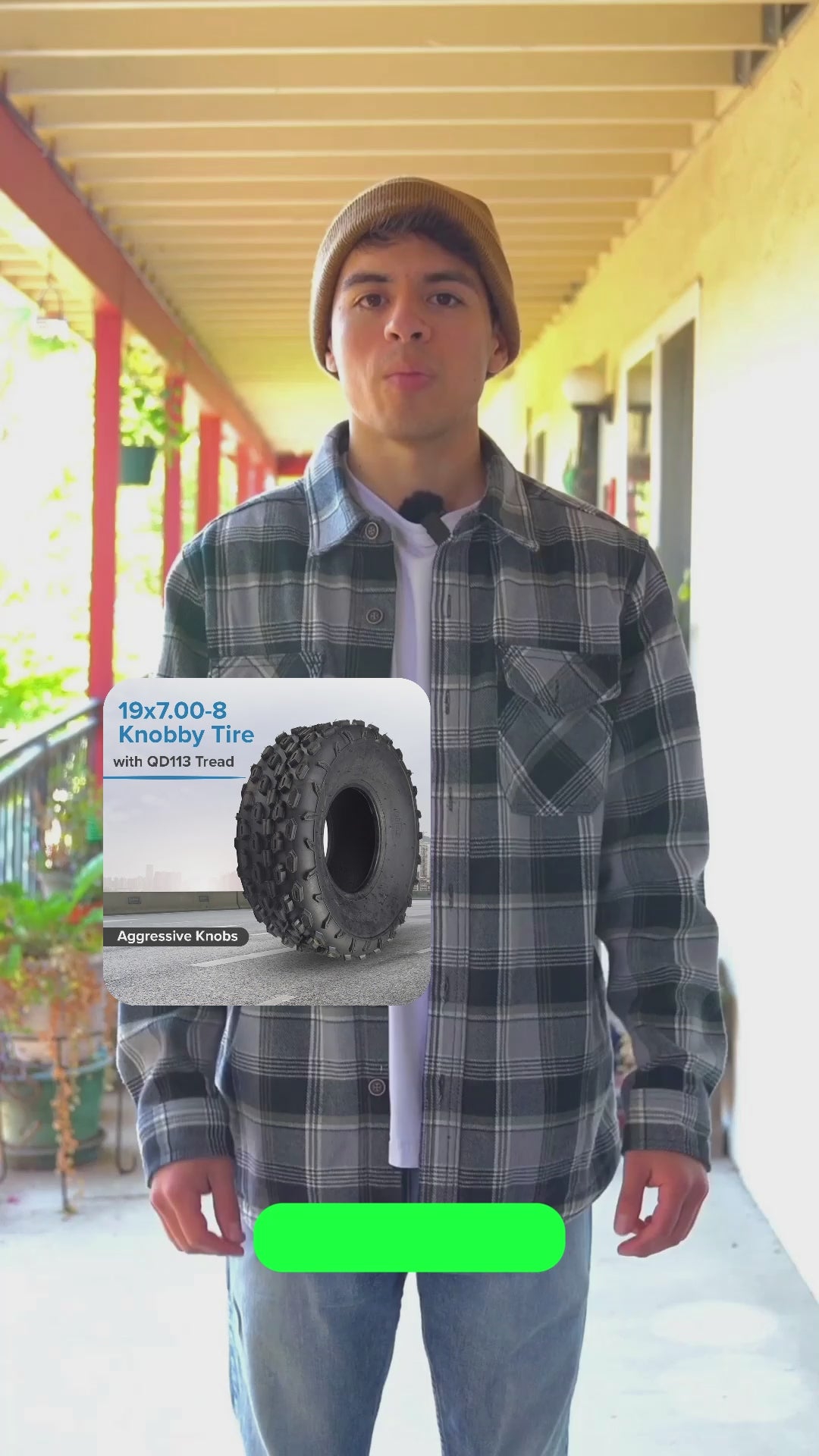 19x7.00-8 Knobby Tire with P315 Tread for Baja Mini Bikes MB165 & MB200