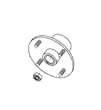 Pride Hurricane Front Wheel Hub Assembly for Solid Foam-Filled Wheels, featuring a detailed drawing of the hub with studs and ball bearing, represented in black and white line art.